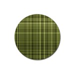 Green Madras Plaid Magnet 3  (Round)