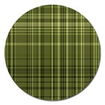 Green Madras Plaid Magnet 5  (Round)