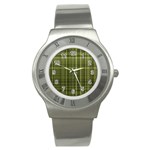 Green Madras Plaid Stainless Steel Watch