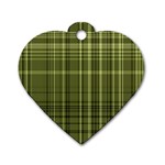 Green Madras Plaid Dog Tag Heart (Two Sides)