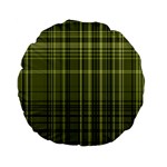 Green Madras Plaid Standard 15  Premium Flano Round Cushions