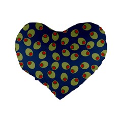 Green Olives With Pimentos Standard 16  Premium Heart Shape Cushions from ArtsNow.com Back