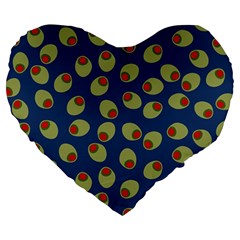 Green Olives With Pimentos Large 19  Premium Heart Shape Cushions from ArtsNow.com Front