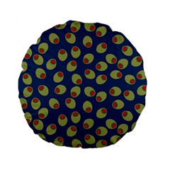 Green Olives With Pimentos Standard 15  Premium Flano Round Cushions from ArtsNow.com Front