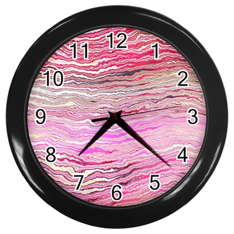 Pink Abstract Stripes Wall Clock (Black) from ArtsNow.com Front
