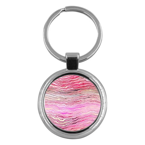 Pink Abstract Stripes Key Chain (Round) from ArtsNow.com Front