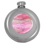 Pink Abstract Stripes Round Hip Flask (5 oz)