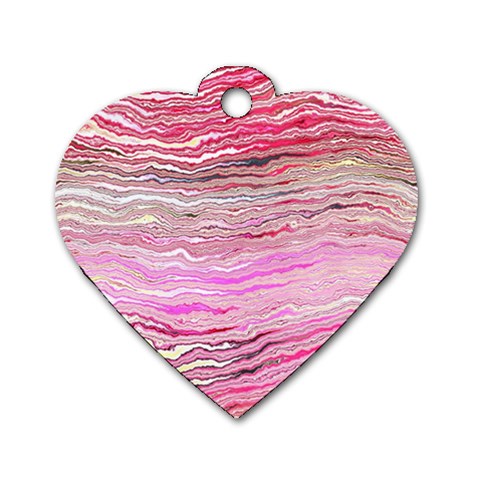 Pink Abstract Stripes Dog Tag Heart (One Side) from ArtsNow.com Front