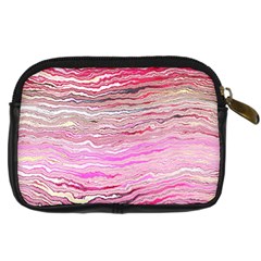 Pink Abstract Stripes Digital Camera Leather Case from ArtsNow.com Back