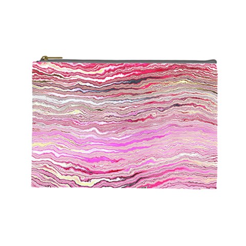 Pink Abstract Stripes Cosmetic Bag (Large) from ArtsNow.com Front