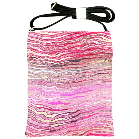 Pink Abstract Stripes Shoulder Sling Bag from ArtsNow.com Front