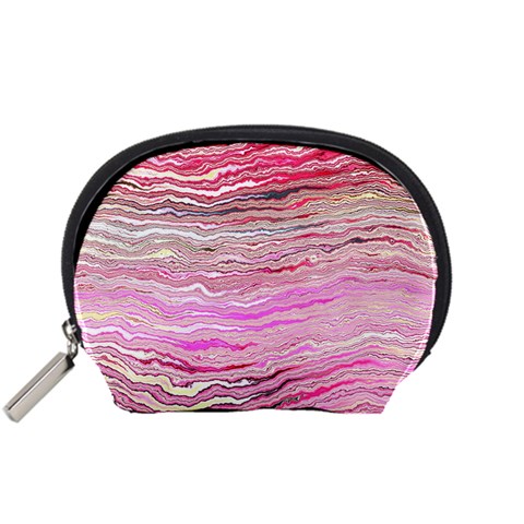 Pink Abstract Stripes Accessory Pouch (Small) from ArtsNow.com Front