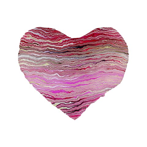 Pink Abstract Stripes Standard 16  Premium Flano Heart Shape Cushions from ArtsNow.com Front