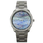 Blue Abstract Stripes Sport Metal Watch