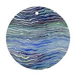 Blue Abstract Stripes Round Ornament (Two Sides)