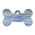 Blue Abstract Stripes Dog Tag Bone (One Side)