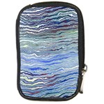 Blue Abstract Stripes Compact Camera Leather Case