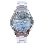 Blue Abstract Stripes Stainless Steel Analogue Watch