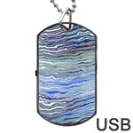 Blue Abstract Stripes Dog Tag USB Flash (One Side)