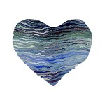 Blue Abstract Stripes Standard 16  Premium Heart Shape Cushions