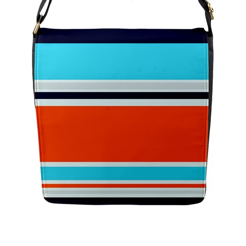 Tri Color Stripes Flap Closure Messenger Bag (L) from ArtsNow.com Front