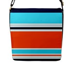 Tri Color Stripes Flap Closure Messenger Bag (L)