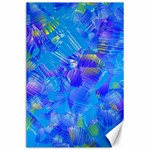 Blue Abstract Floral Paint Brush Strokes Canvas 24  x 36 