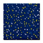 White Yellow Stars on Blue Color Tile Coaster