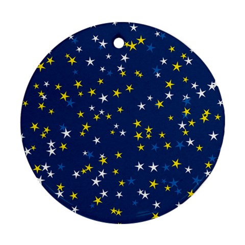 White Yellow Stars on Blue Color Ornament (Round) from ArtsNow.com Front