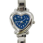 White Yellow Stars on Blue Color Heart Italian Charm Watch