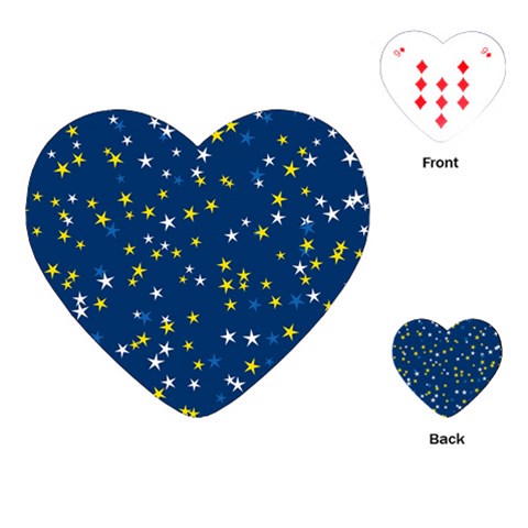 White Yellow Stars on Blue Color Playing Cards Single Design (Heart) from ArtsNow.com Front