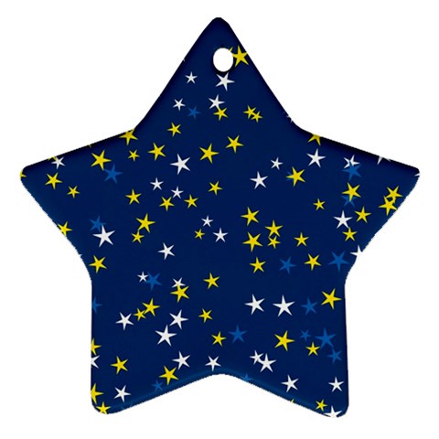 White Yellow Stars on Blue Color Star Ornament (Two Sides) from ArtsNow.com Front
