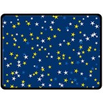 White Yellow Stars on Blue Color Fleece Blanket (Large) 