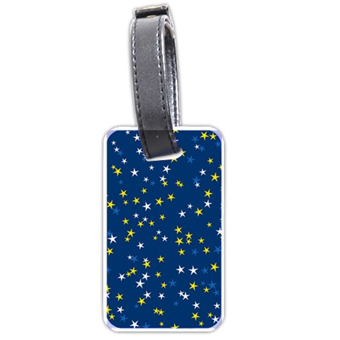 White Yellow Stars on Blue Color Luggage Tag (one side) from ArtsNow.com Front