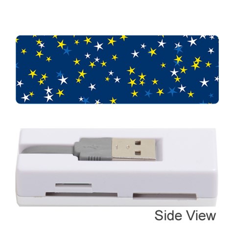 White Yellow Stars on Blue Color Memory Card Reader (Stick) from ArtsNow.com Front