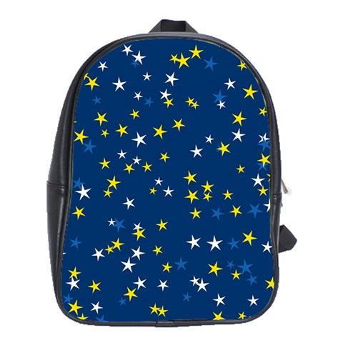 White Yellow Stars on Blue Color School Bag (XL) from ArtsNow.com Front