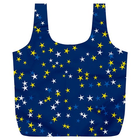 White Yellow Stars on Blue Color Full Print Recycle Bag (XL) from ArtsNow.com Front