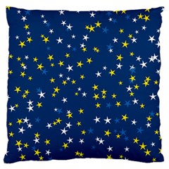 White Yellow Stars on Blue Color Large Flano Cushion Case (Two Sides) from ArtsNow.com Front
