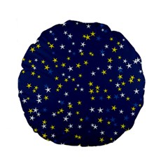 White Yellow Stars on Blue Color Standard 15  Premium Flano Round Cushions from ArtsNow.com Back