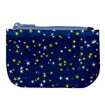 White Yellow Stars on Blue Color Large Coin Purse