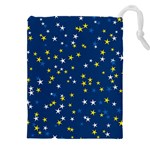 White Yellow Stars on Blue Color Drawstring Pouch (5XL)