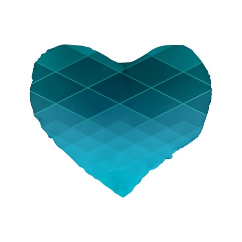 Aqua Blue and Teal Color Diamonds Standard 16  Premium Heart Shape Cushions from ArtsNow.com Front