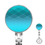 Aqua Blue and Teal Color Diamonds Stainless Steel Nurses Watch