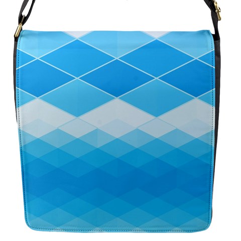 Light Blue and White Color Diamonds Flap Closure Messenger Bag (S) from ArtsNow.com Front