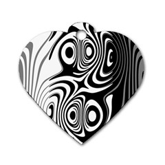 Black and White Abstract Stripes Dog Tag Heart (Two Sides) from ArtsNow.com Front