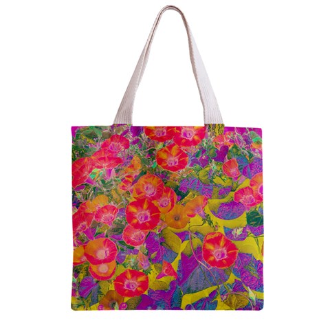 Red Liana Flower Zipper Grocery Tote Bag from ArtsNow.com Front