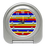 Red And Blue Contrast Yellow Stripes Travel Alarm Clock