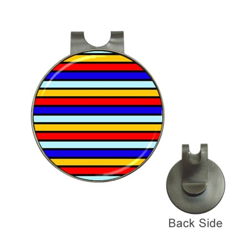 Red And Blue Contrast Yellow Stripes Hat Clips with Golf Markers from ArtsNow.com Front