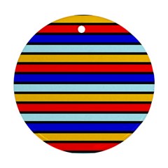 Red And Blue Contrast Yellow Stripes Round Ornament (Two Sides) from ArtsNow.com Back