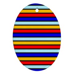 Red And Blue Contrast Yellow Stripes Oval Ornament (Two Sides) from ArtsNow.com Front